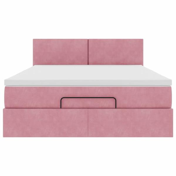 Ottoman-Bett mit Matratze Rosa 140x200 cm Samt