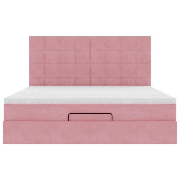 Ottoman-Bett mit Matratzen & LEDs Rosa 160x200 cm Samt