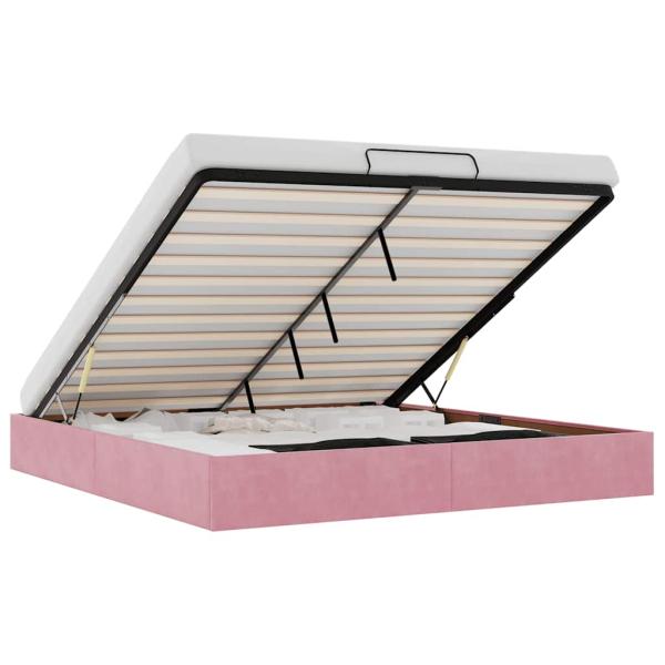 Ottoman-Bett ohne Matratze Rosa 160x200 cm Samt