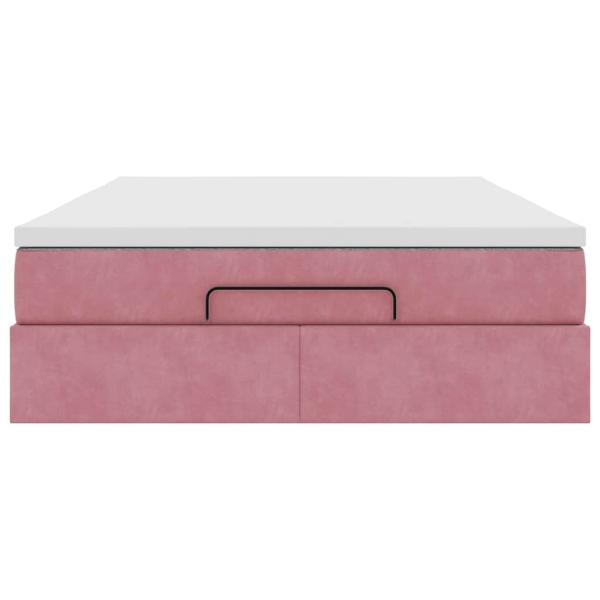 Ottoman-Bett mit Matratze Rosa 140x200 cm Samt
