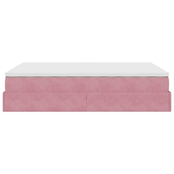 Ottoman-Bett mit Matratze Rosa 140x200 cm Samt