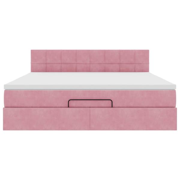 Ottoman-Bett mit Matratze Rosa 160x200 cm Samt