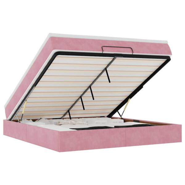 Ottoman-Bett mit Matratze Rosa 160x200 cm Samt