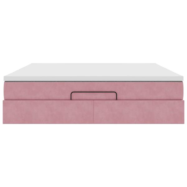 Ottoman-Bett mit Matratze Rosa 160x200 cm Samt