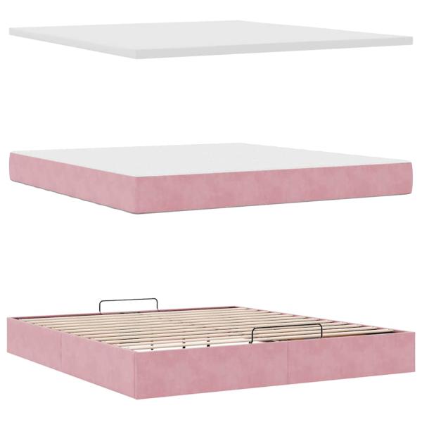 Ottoman-Bett mit Matratze Rosa 160x200 cm Samt