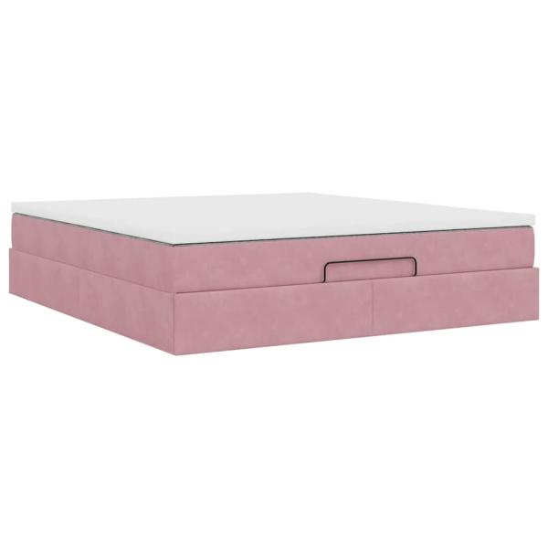 Ottoman-Bett mit Matratze Rosa 160x200 cm Samt