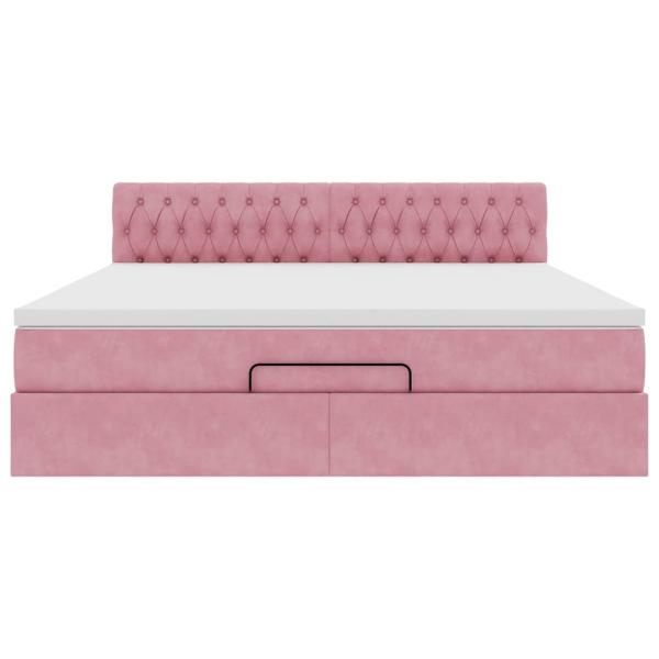 Ottoman-Bett mit Matratze Rosa 160x200 cm Samt