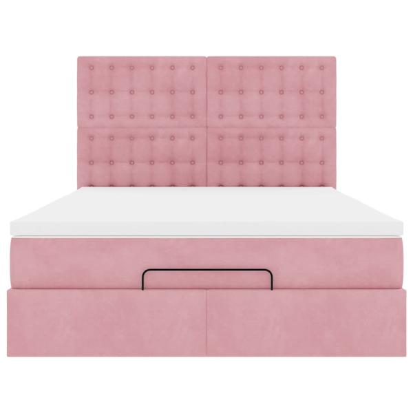 Ottoman-Bett mit Matratzen Rosa 140x200 cm Samt