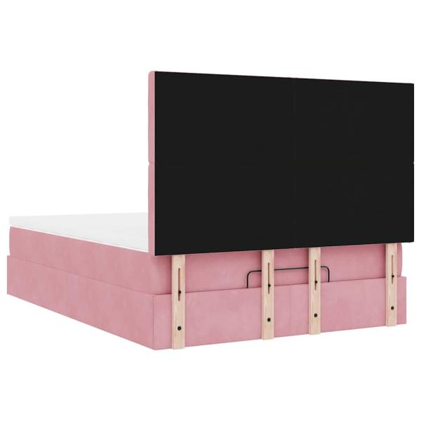 Ottoman-Bett mit Matratzen Rosa 140x200 cm Samt