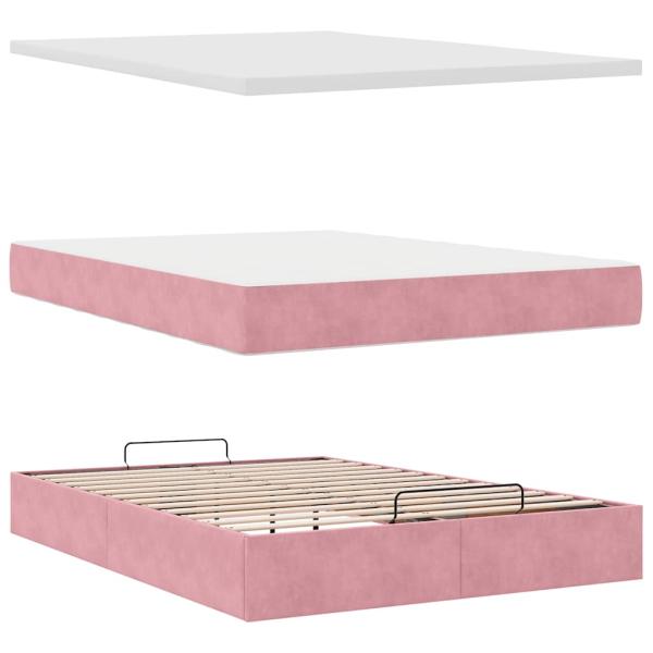 Ottoman-Bett mit Matratzen Rosa 140x200 cm Samt
