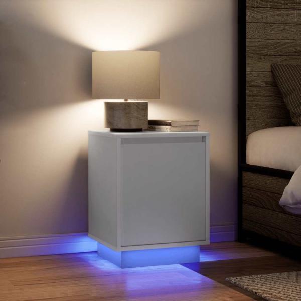 Nachttisch mit LED-Leuchten Weiß 38x34x50 cm