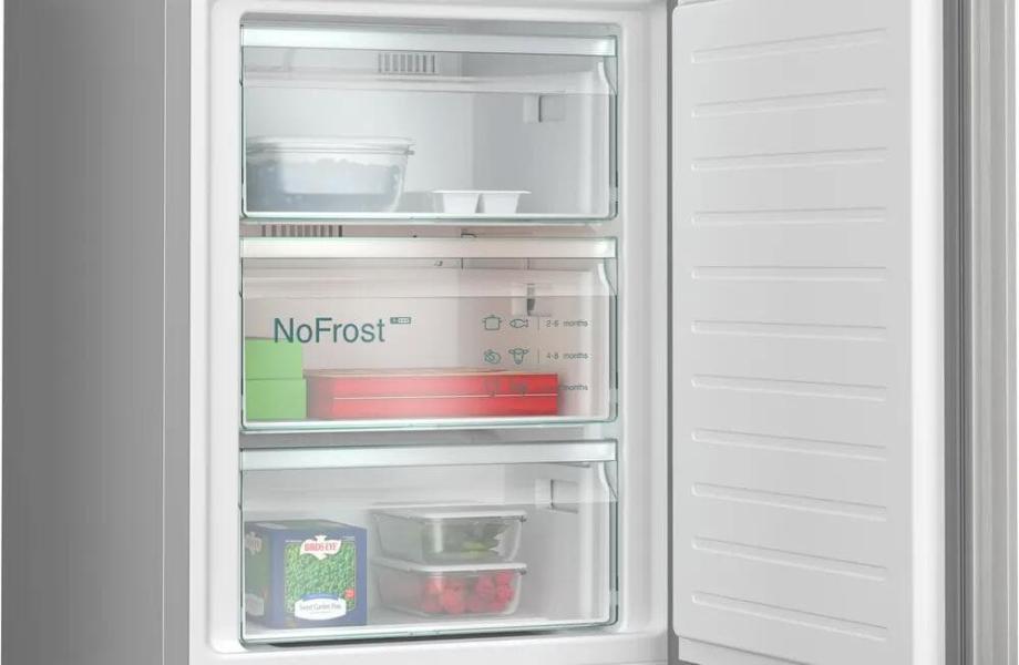 Siemens KG39N2LCF iQ300 Stand Kühl-Gefrierkombination, 60 cm breit, 363 L, hyperFresh, bottleRack, superCooling, Total noFrost, Metall-Optik