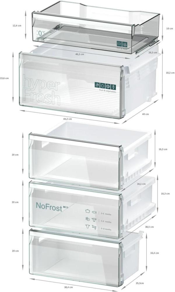 Siemens KG39N2LCF iQ300 Stand Kühl-Gefrierkombination, 60 cm breit, 363 L, hyperFresh, bottleRack, superCooling, Total noFrost, Metall-Optik