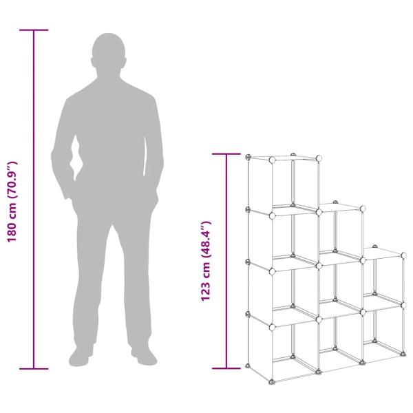 Regalsystem mit 9 Würfeln Schwarz PP