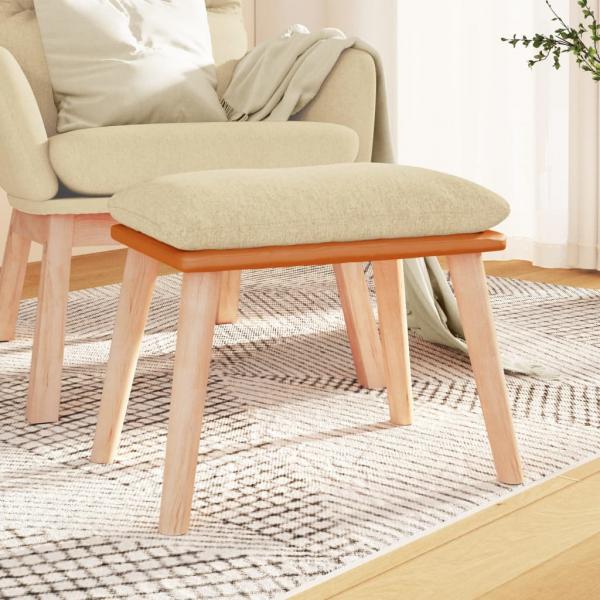 ARDEBO.de - Fußhocker Creme 45x29,5x35 cm Stoff und Kunstleder