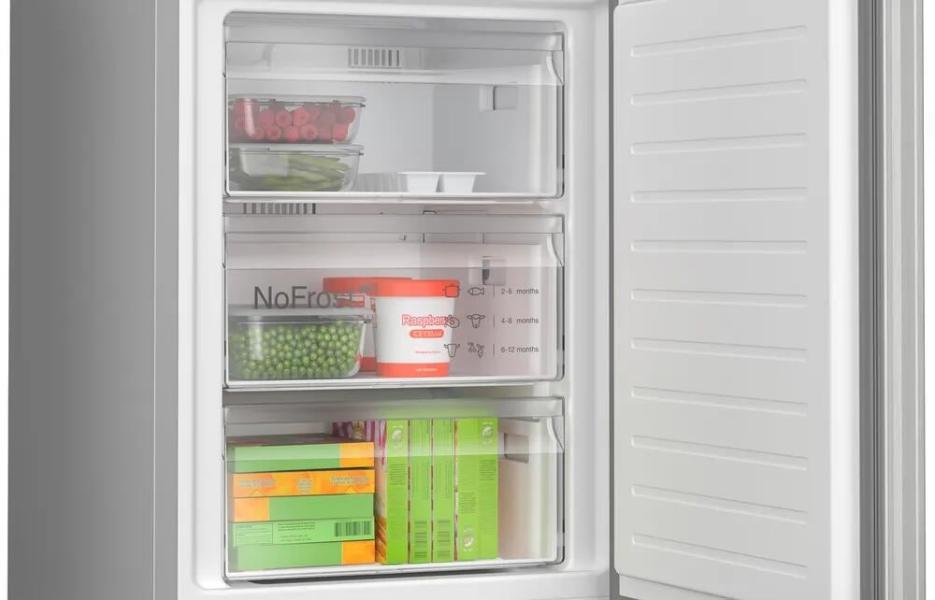 Bosch KGN362LBF Serie 4 Stand Kühl-Gefrierkombination, 60 cm breit, 321 L, VitaFresh XXL, Perfect Fit, Multi Airflow, Metall-Optik