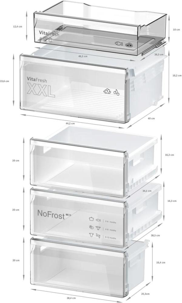 Bosch KGN362LBF Serie 4 Stand Kühl-Gefrierkombination, 60 cm breit, 321 L, VitaFresh XXL, Perfect Fit, Multi Airflow, Metall-Optik