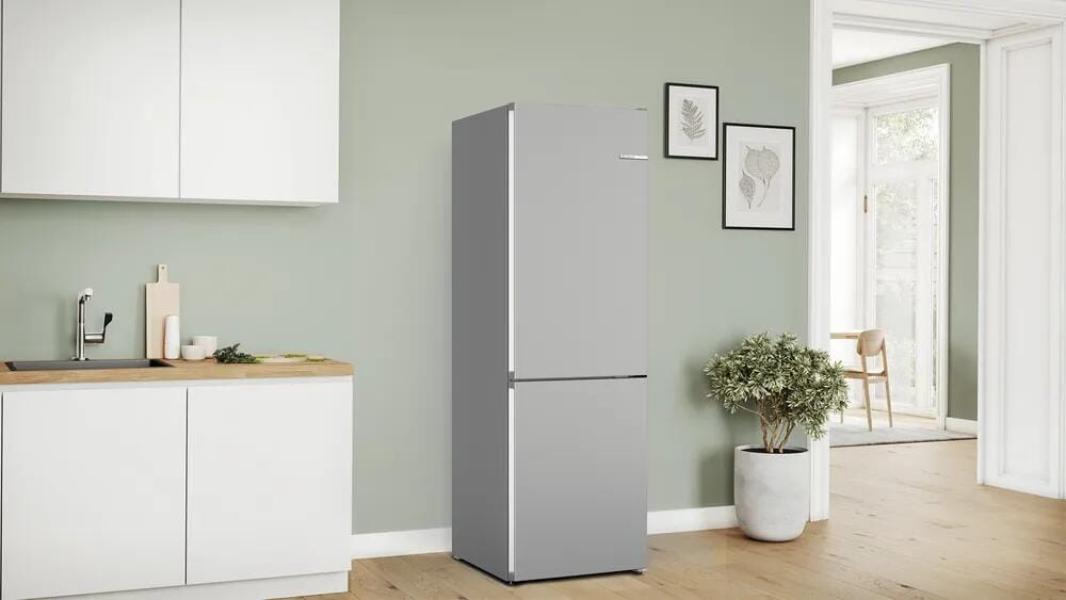 Bosch KGN362LBF Serie 4 Stand Kühl-Gefrierkombination, 60 cm breit, 321 L, VitaFresh XXL, Perfect Fit, Multi Airflow, Metall-Optik