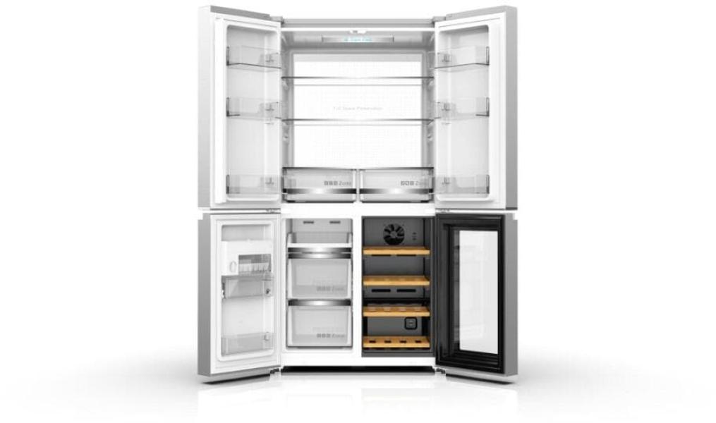 Wolkenstein WCD595EWTSNF IX Stand Side-by-Side Kombination Cross Door, 90,5 cm breit, 606 L, NoFrost, Weinschrank, Holiday-Modus, ECO-Modus, Kindersicherung, Edelstahl Antifingerprint