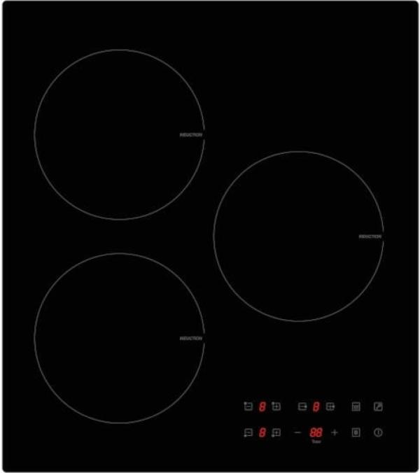 ARDEBO.de PKM IF3F Induktionskochfeld,Touch Control, 45 cm, 3 Kochfelder, 9 Heizstufen, Timer, Kindersicherung, schwarz