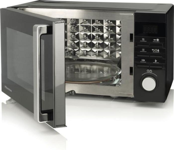 Hisense H25MOBS1HC Stand Mikrowelle, 48,2 cm breit, 900 W, 25 L, 8 Automatikprogramme, Grillfunktion, schwarz