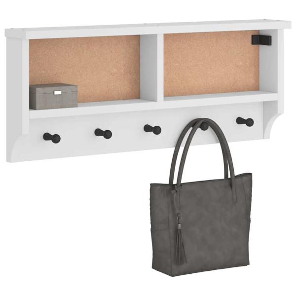 ARDEBO.de - Wandgarderobe SANDNES Weiß 87x12x35 cm Massivholz Kiefer