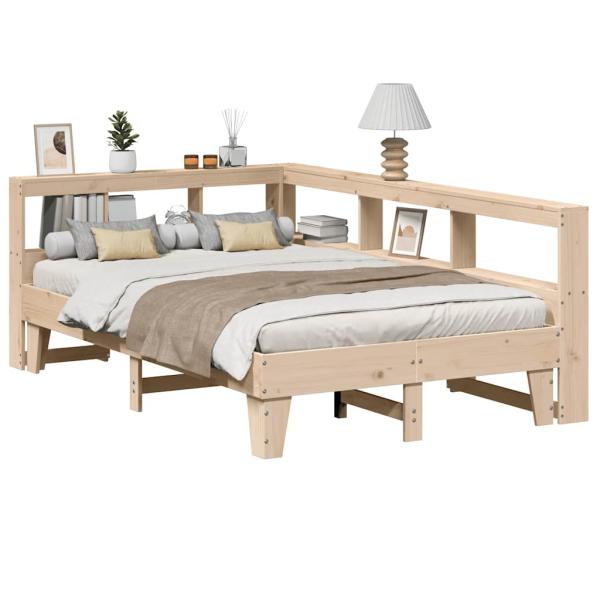 ARDEBO.de - Massivholzbett mit Regal ohne Matratze 120x190 cm Kiefer