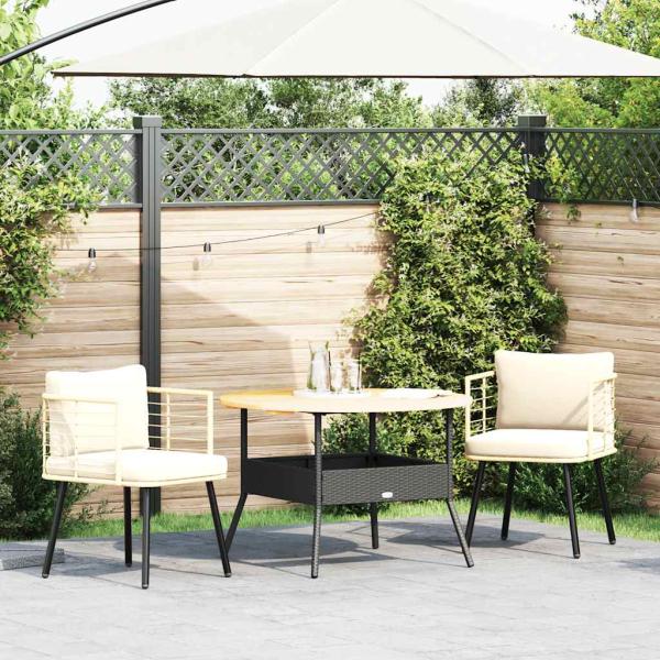 Gartenstühle 2 Stk. mit Kissen Natur Poly Rattan