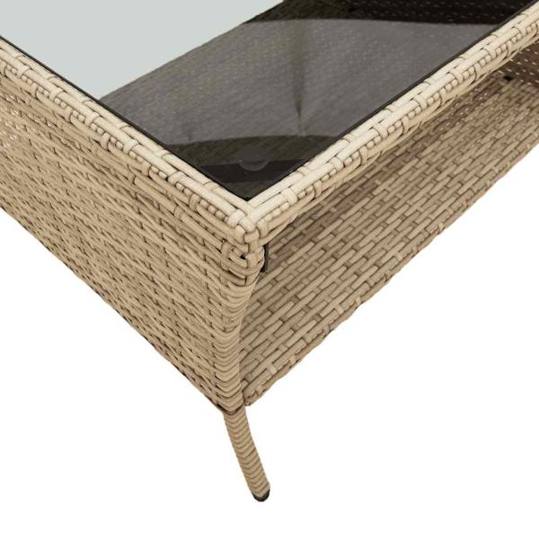 ARDEBO.de - Gartensofa 2-Sitzer mit Kissen & Tisch Beige Poly Rattan