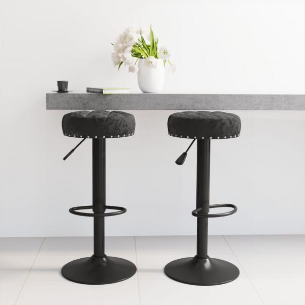 ARDEBO.de - Barhocker 2 Stk. Schwarz Samt