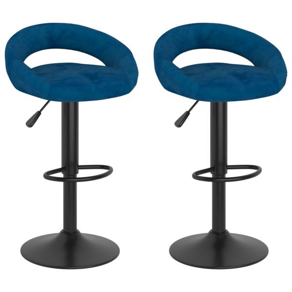 ARDEBO.de - Barhocker 2 Stk. Blau Samt