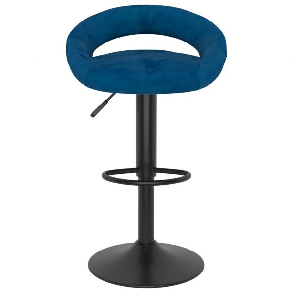 Barhocker 2 Stk. Blau Samt