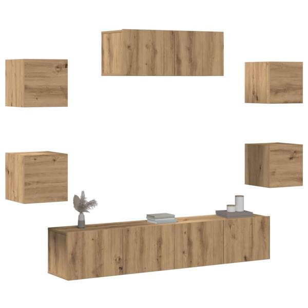 ARDEBO.de - 5-teiliges TV-Schrank-Set Wandmontage Artisan Eiche