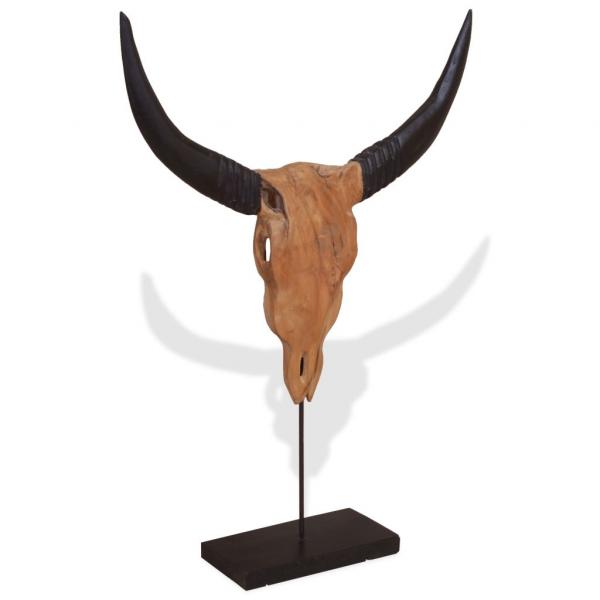 Stierkopf-Skulptur Teak 66x15x88 cm