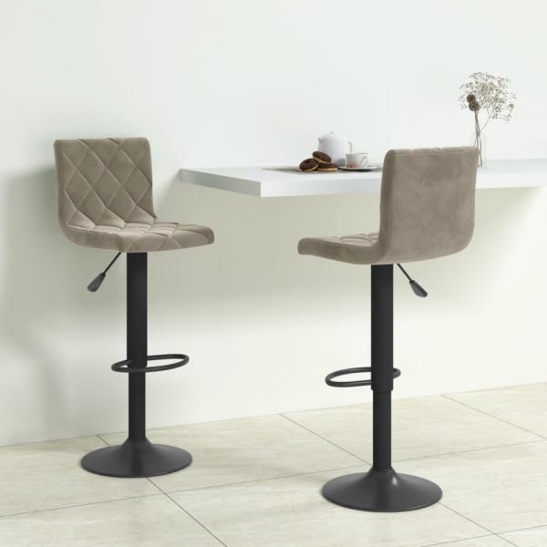 ARDEBO.de - Barhocker 2 Stk. Hellgrau Samt