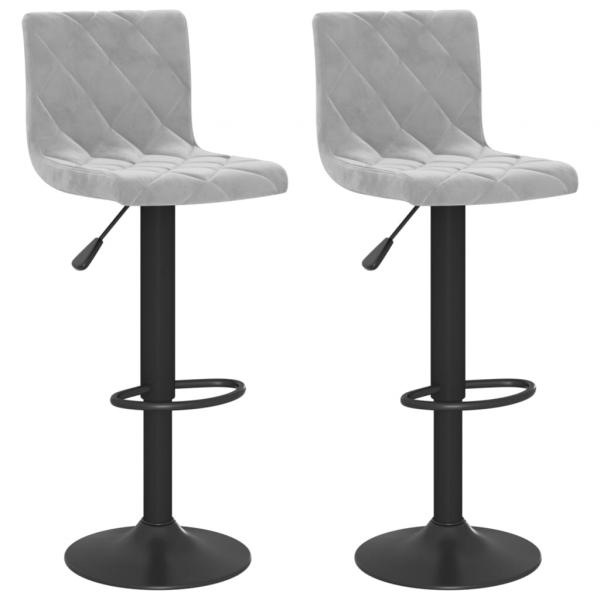 Barhocker 2 Stk. Hellgrau Samt