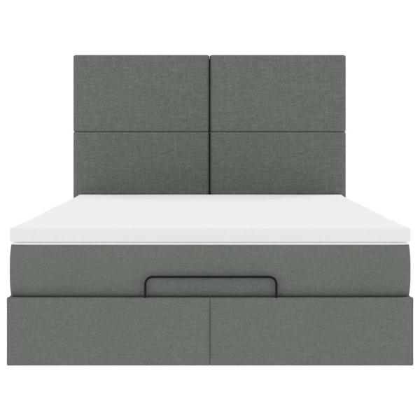 Ottoman-Bett mit Matratze & LEDs Dunkelgrau 140x190 cm Stoff
