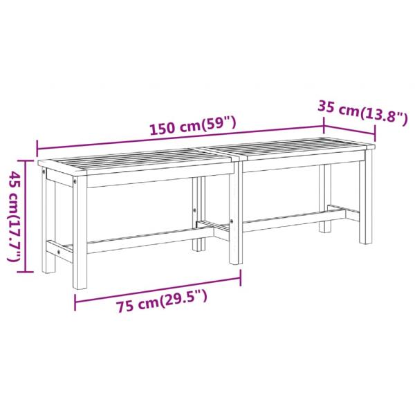 Gartenbank 150x35x45 cm Massivholz Akazie