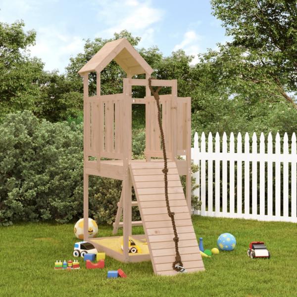 ARDEBO.de - Spielturm mit Kletterwand Massivholz Kiefer