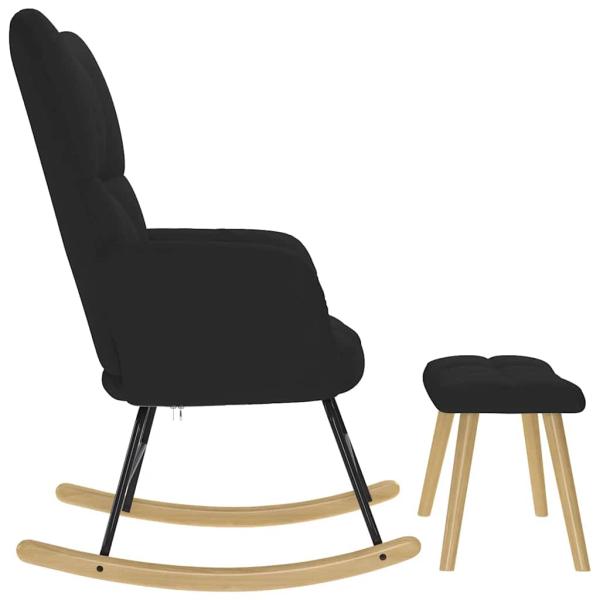 Schaukelsessel mit Hocker Schwarz Stoff