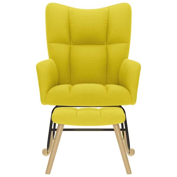 Schaukelstuhl mit Fußhocker Stoff Hellgelb