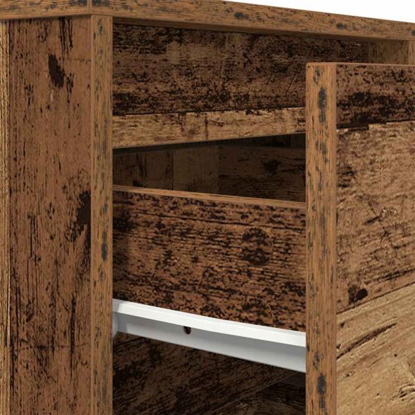 Nachttisch mit LED-Leuchten Altholz-Optik 38x34x50 cm