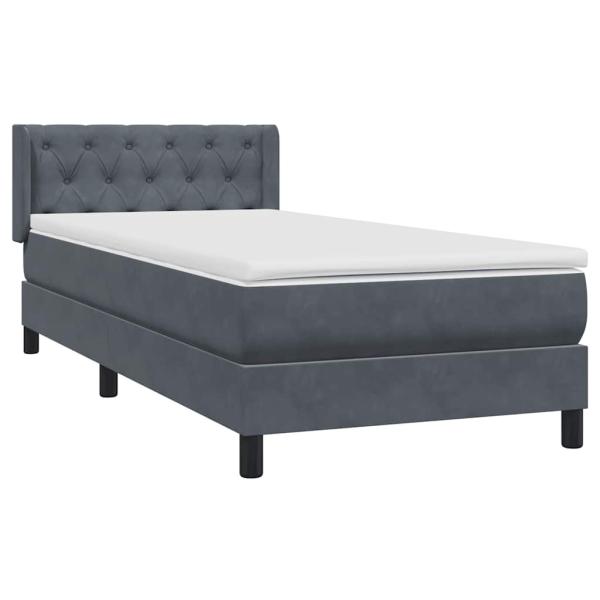 Boxspringbett mit Matratze Dunkelgrau 80x220 cm Samt