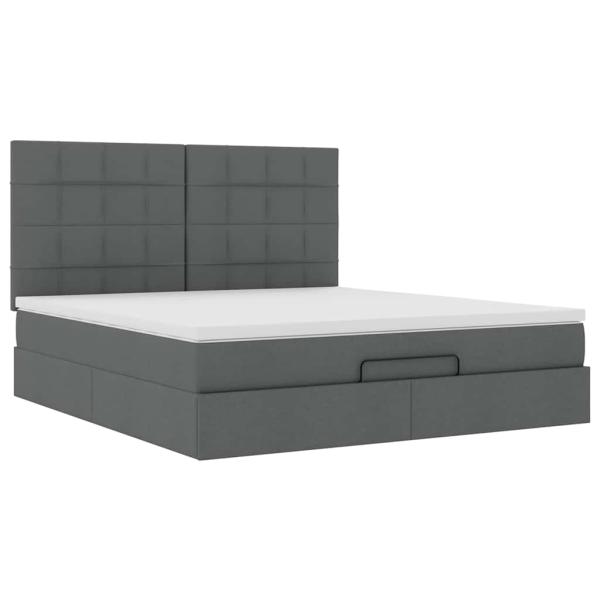 Ottoman-Bett mit Matratze & LEDs Dunkelgrau 180x200 cm Stoff
