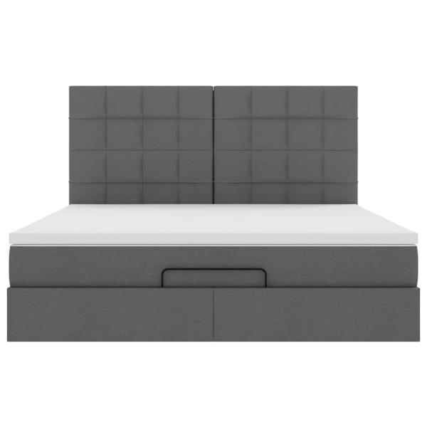 Ottoman-Bett mit Matratze & LEDs Dunkelgrau 180x200 cm Stoff