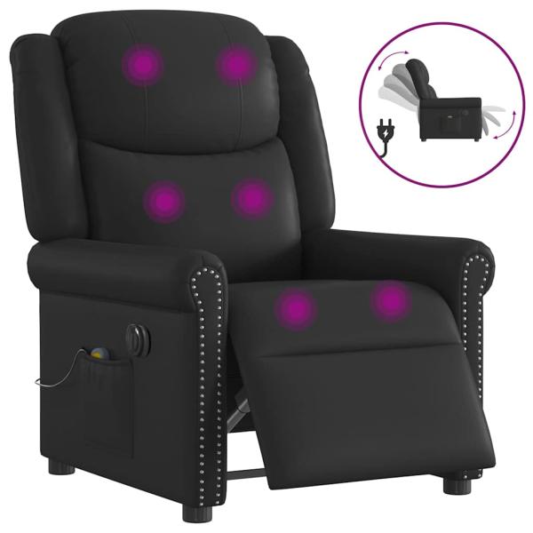 Relaxsessel Massage Elektrisch Glänzend Schwarz Kunstleder