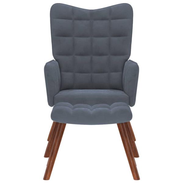 Relaxsessel mit Hocker Dunkelgrau Samt