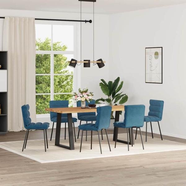 ARDEBO.de - Esszimmerstühle 6 Stk. Blau Samt