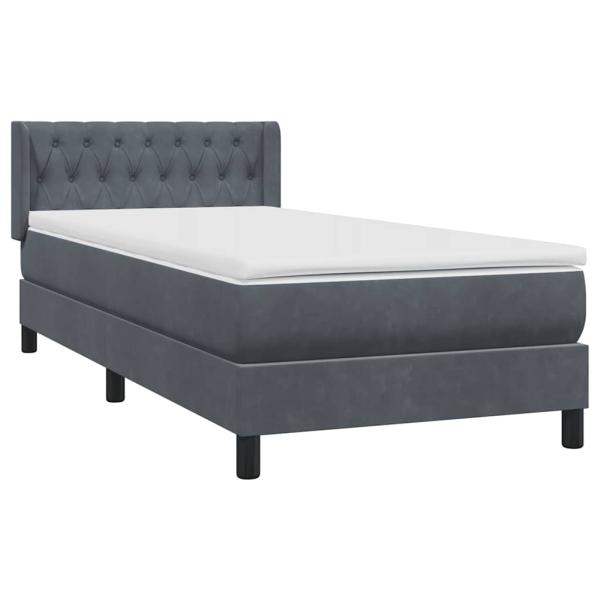 Boxspringbett mit Matratze Dunkelgrau 90x220 cm Samt