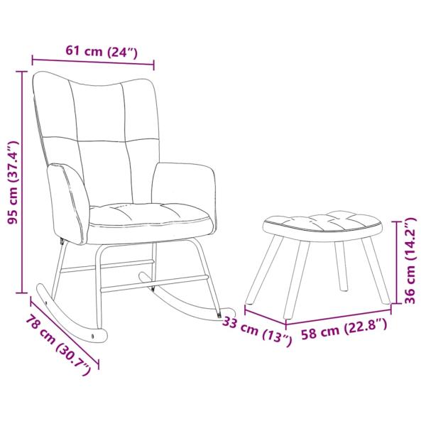 Schaukelsessel mit Hocker Braun Stoff